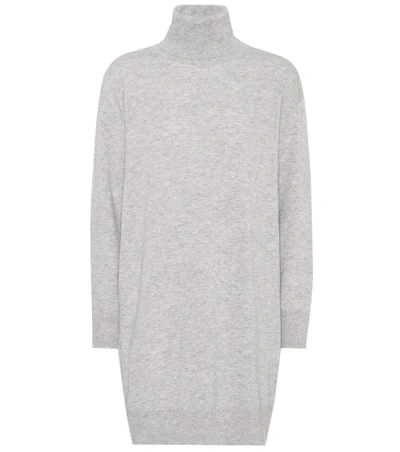 Shop Maison Margiela Wool Turtleneck Sweater Dress In Grey Melaege