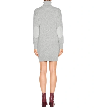 Shop Maison Margiela Wool Turtleneck Sweater Dress In Grey Melaege