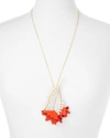 MARNI Leather Flower & Strass Pendant Necklace, 26",2612119GOLD/ORANGE