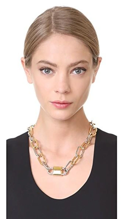 Alexander Wang Broken Link Double Lock Choker Necklace In Gold 