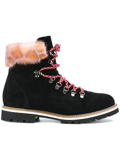 Mr & Mrs Italy Fur-lined Suede Ankle Boots In Llack 