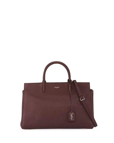 Saint Laurent Cabas Rive Gauche Medium Leather Tote Bag, Burgundy