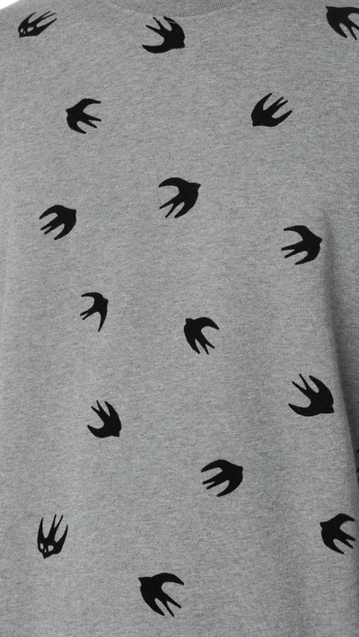 Shop Mcq By Alexander Mcqueen Swallow Long Sleeve Crew Neck Sweatshirt In Grey