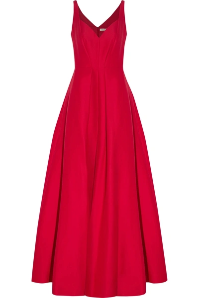 Halston Heritage Pleated Cotton And Silk-blend Gown