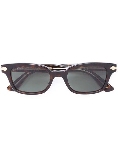 Shop Gucci Western Accent Rectangular Sunglasses In Brown