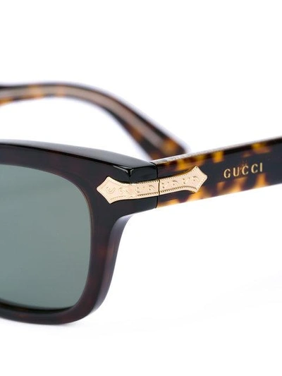 Shop Gucci Western Accent Rectangular Sunglasses In Brown