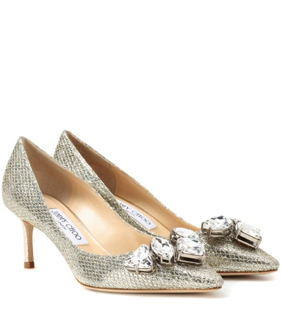 Shop Jimmy Choo Marvel 60 Embellished Glitter Pumps In Champagee