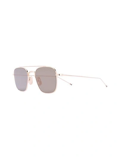 Shop Thom Browne Square Frame Sunglasses In Metallic