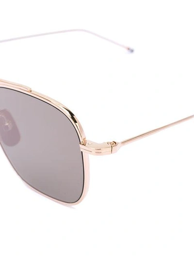 Shop Thom Browne Square Frame Sunglasses In Metallic