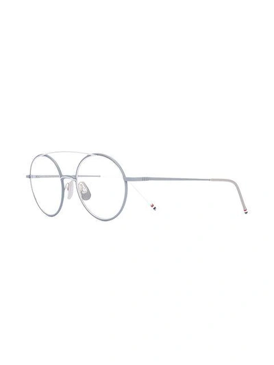 Shop Thom Browne Matte Silver Titanium Optical Glasses With Clear Lens In Metallic