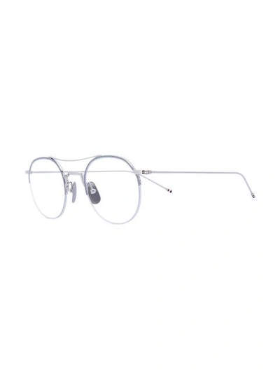 Shop Thom Browne Round Glasses In Metallic