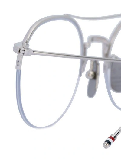 Shop Thom Browne Round Glasses In Metallic