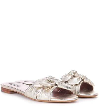 Shop Tabitha Simmons Cleo Metallic Leather Sandals In Champagee Metallic