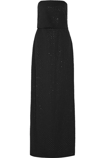 Halston Heritage Strapless Beaded Crepe Gown