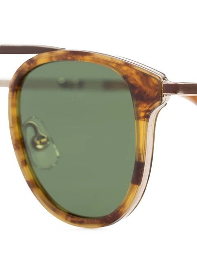 Shop Garrett Leight Van Buren Combo Sunglasses In Pinewood-gold/semi-flat Pure Green