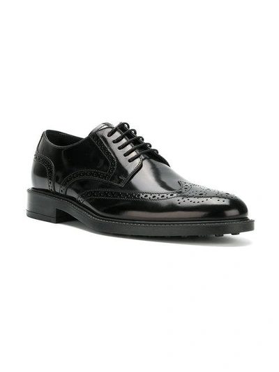 Shop Tod's Almond Toe Brogues In Black