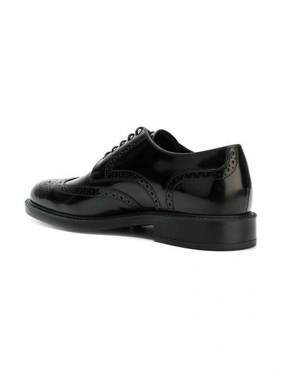 Shop Tod's Almond Toe Brogues In Black
