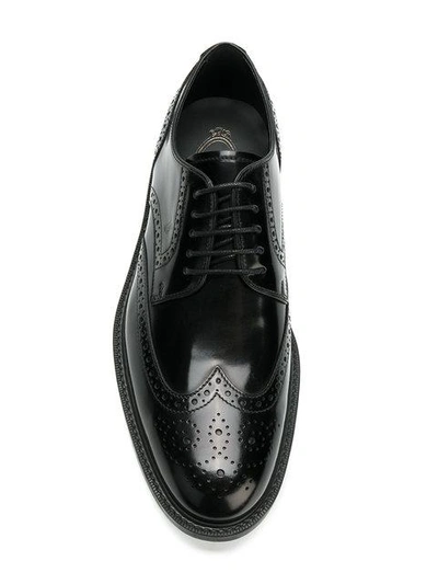 Shop Tod's Almond Toe Brogues In Black
