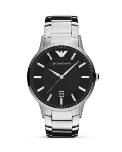 Shop Emporio Armani Silver And Black Stainless Steel Watch, 43mm