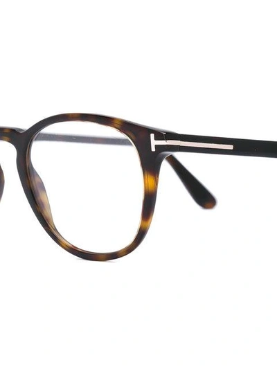 Shop Tom Ford Round Frame Glasses In Brown