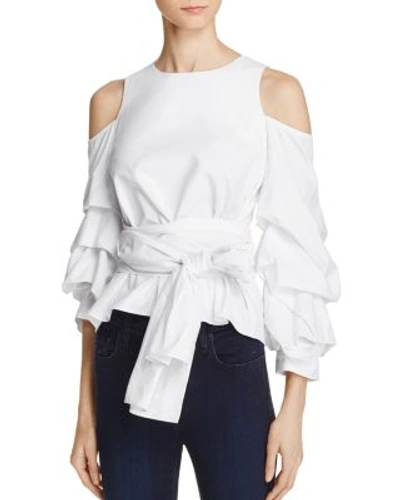 Joa Cold-shoulder Ruffle Sleeve Top - 100% Exclusive In White