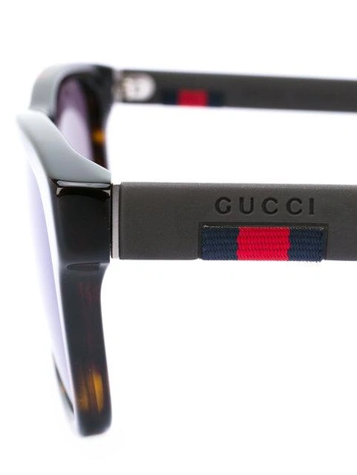 Shop Gucci Web Trim Sunglasses