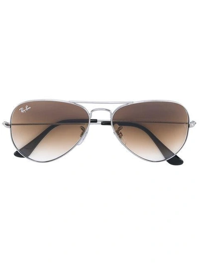 Shop Ray Ban Aviator Sunglasses In Metallic