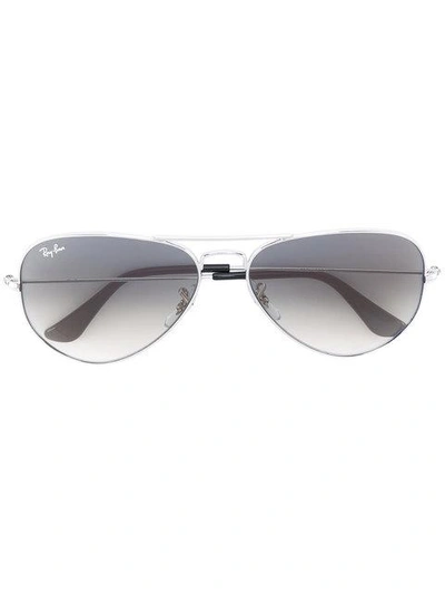 Shop Ray Ban Aviator Sunglasses In Metallic