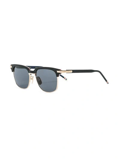 Shop Thom Browne Matte Black Sunglasses With Red, White And Blue Frame