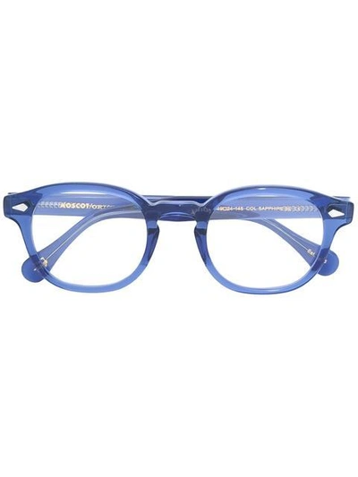 Shop Moscot Round Frame Glasses In Blue