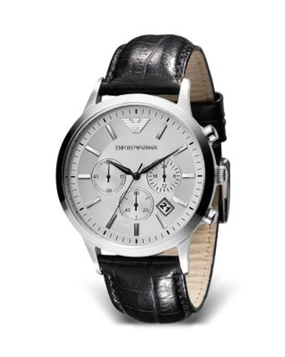 Shop Emporio Armani Round Chronograph Watch With Black Strap, 43mm