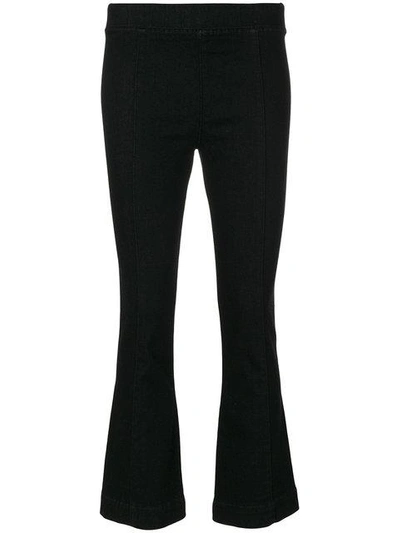 Shop Helmut Lang Cropped Flared Trousers - Black