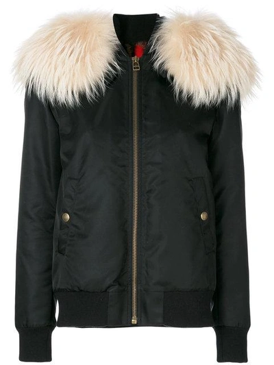Shop Mr & Mrs Italy Detachable Hood Bomber Jacket In Black