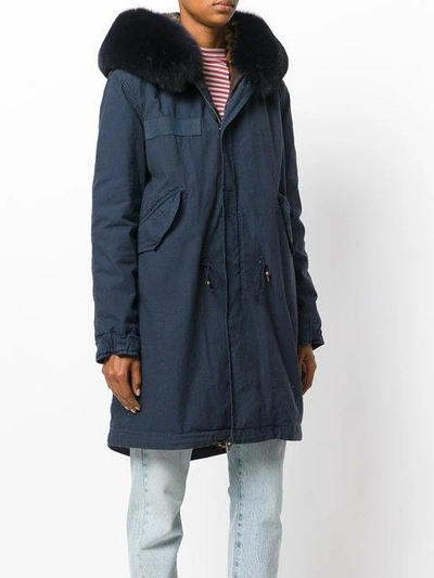 Shop Mr & Mrs Italy Trimmed Hood Midi Parka - Blue