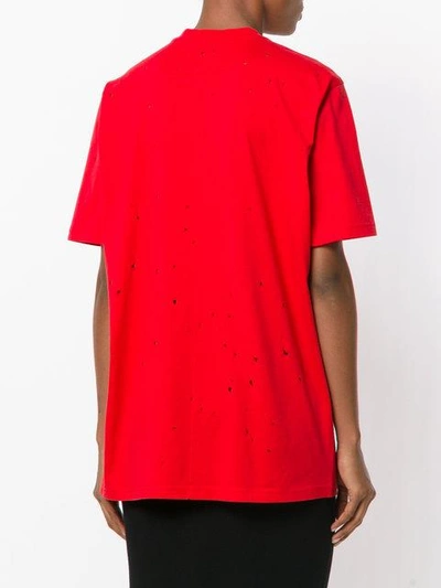 Shop Givenchy Red Distressed Logo T Shirt