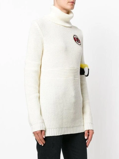 Shop Mr & Mrs Italy Roll Neck Patched Jumper In Neutrals