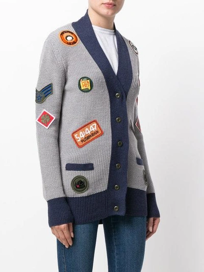 Shop Mr & Mrs Italy Multi-patch Knitted Coat In Grey