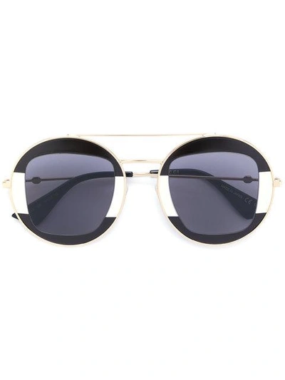 Shop Gucci Monochrome Round Sunglasses