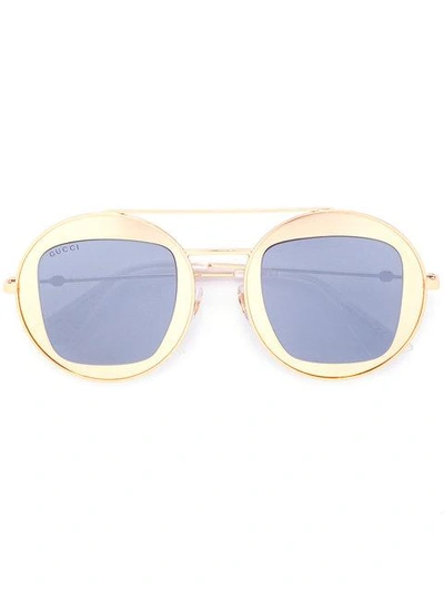 Shop Gucci Eyewear Round Metal Frame Sunglasses - Metallic