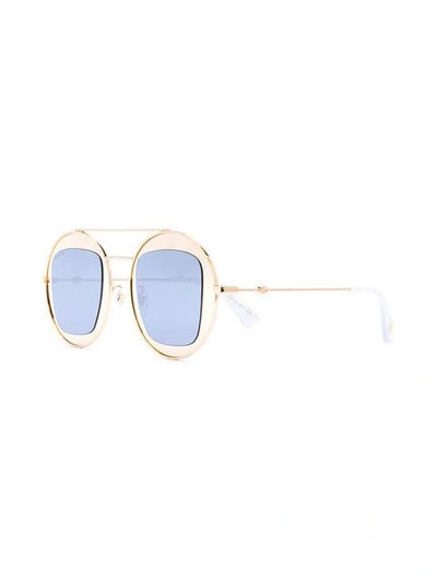 Shop Gucci Eyewear Round Metal Frame Sunglasses - Metallic