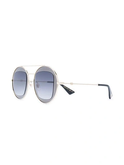 Shop Gucci Round Metal Frame Sunglasses In Grey