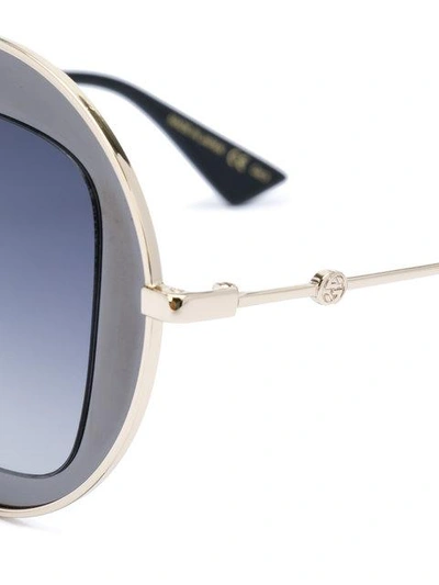 Shop Gucci Round Metal Frame Sunglasses In Grey
