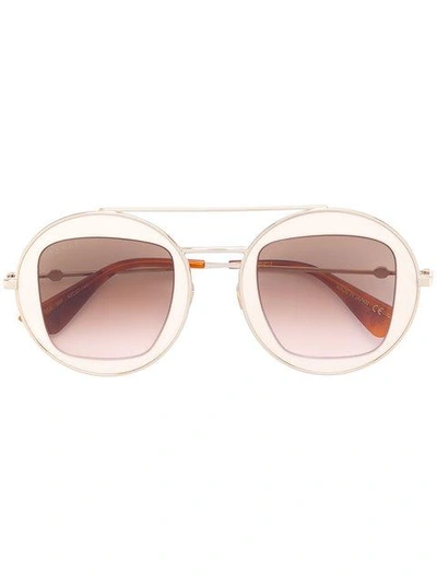 Shop Gucci Round Metal Frame Sunglasses