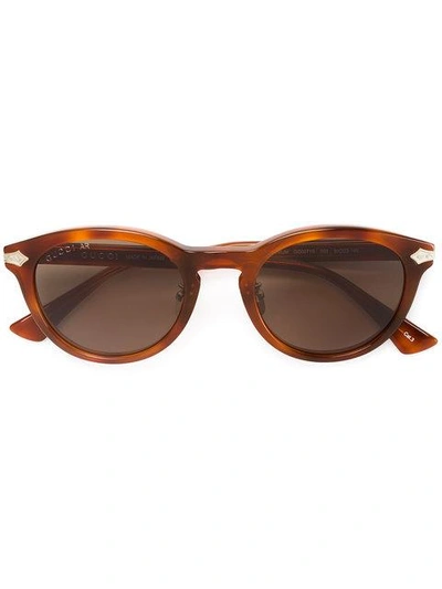 Shop Gucci Eyewear Tortoiseshell Oval Sunglasses - Brown