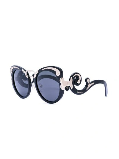Shop Prada Eyewear 'minimal Baroque' Sungasses - Black