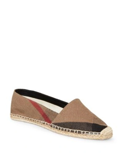 Shop Burberry Women's Hodgeson House Check Espadrille Flats In Classic Check