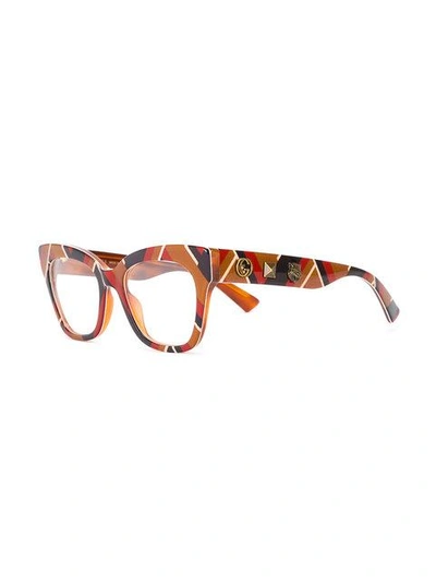 Shop Gucci Eyewear Brille Mit Streifen - Mehrfarbig