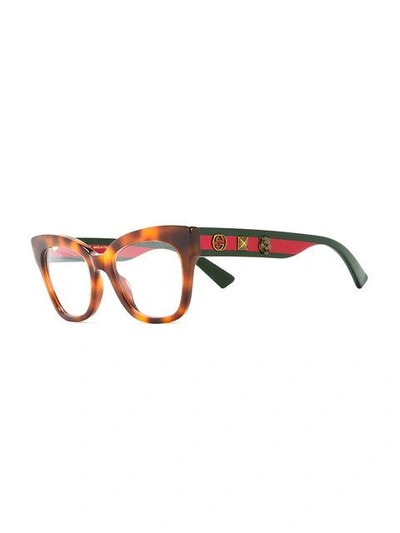 Shop Gucci Tortoiseshell Square Glasses