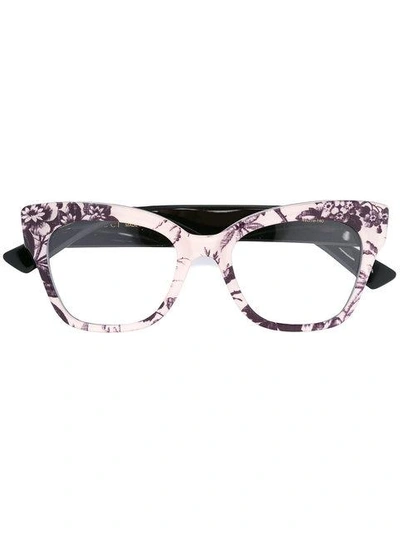 Shop Gucci Eyewear Floral Print Glasses - Black