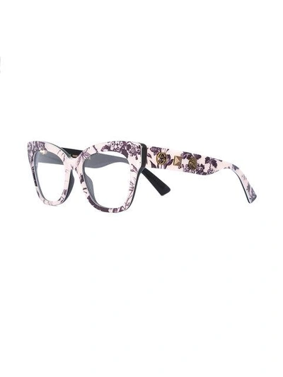 Shop Gucci Eyewear Floral Print Glasses - Black